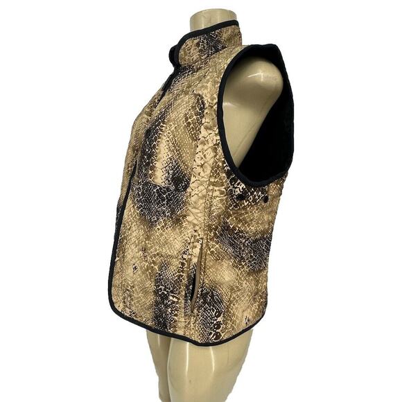 Lauren Ralph Lauren Large Women Reversible Quilted Vest Snake Print & Black X12 - Picture 3 of 10